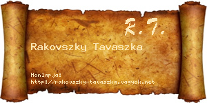 Rakovszky Tavaszka névjegykártya